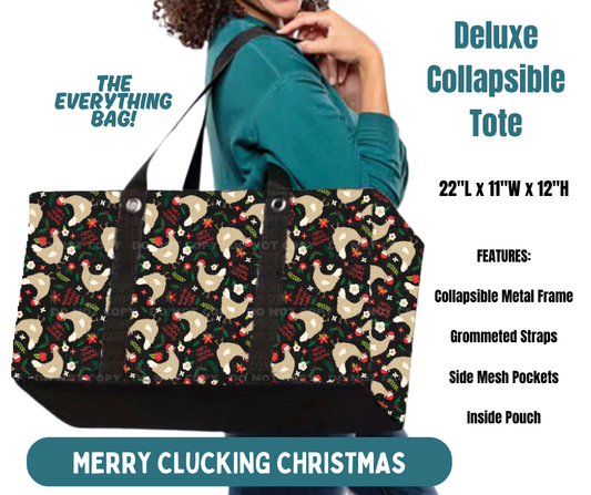 Preorder! Closes 8/13. ETA Nov. Merry Clucking Christmas Collapsible Tote