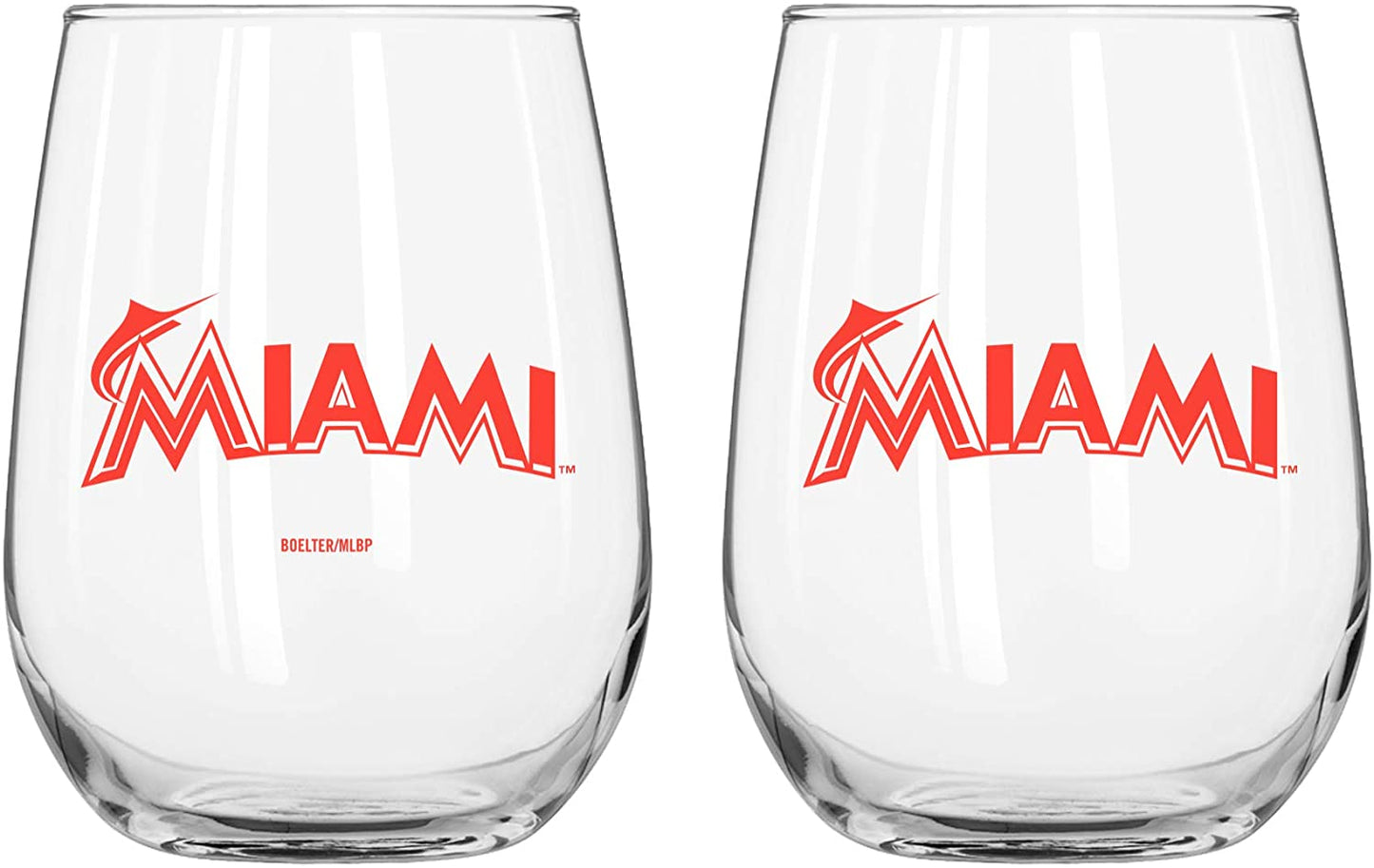 Miami Marlins Curved Wine Glass 16 Oz. 2 Pack