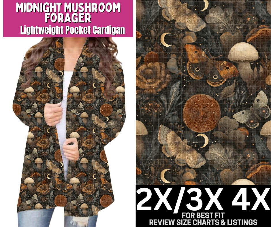 Midnight Mushroom Forager Pocket Cardigan