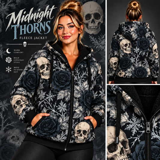 Midnight Thorns-FLEECE LINED HOODED JACKET-PREORDER CLOSING 11/9, ETA LATE JAN.