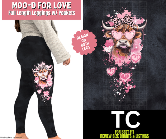 Moo-D For Love Watercolor Full Length Leggings w/ Side Leg Designs