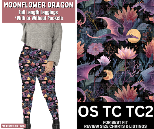 Moonflower Dragon Full Length Leggings w/ Pockets