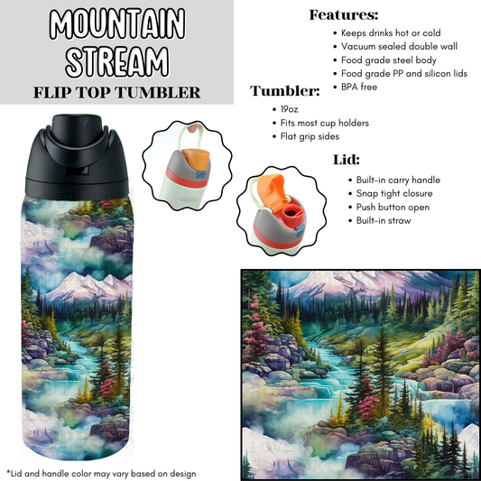 Preorder! Closes 6/2. ETA Aug. Mountain Stream Flip Top Tumbler