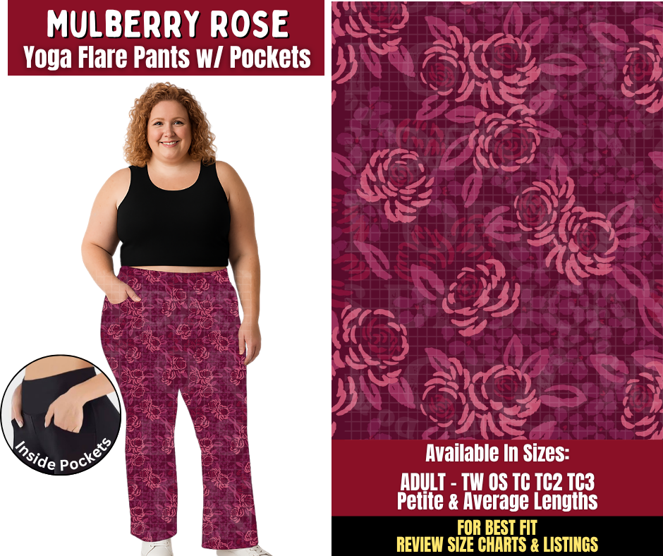 Preorder! Closes 8/24. ETA Nov. Mulberry Rose Yoga Flare Pants
