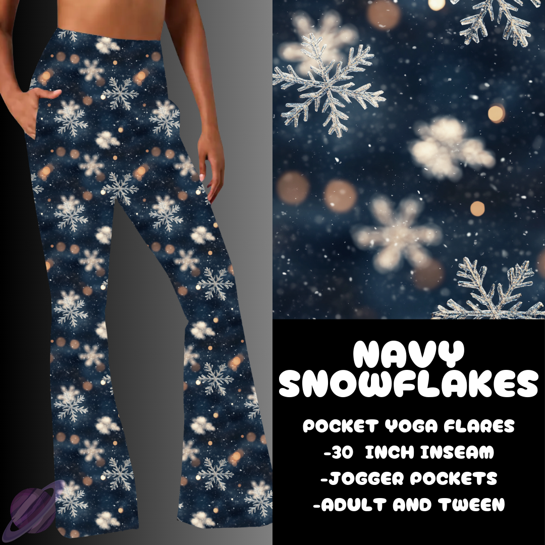 NAVY SNOWFLAKES-YOGA FLARES 7-PREORDER DUE 10/2