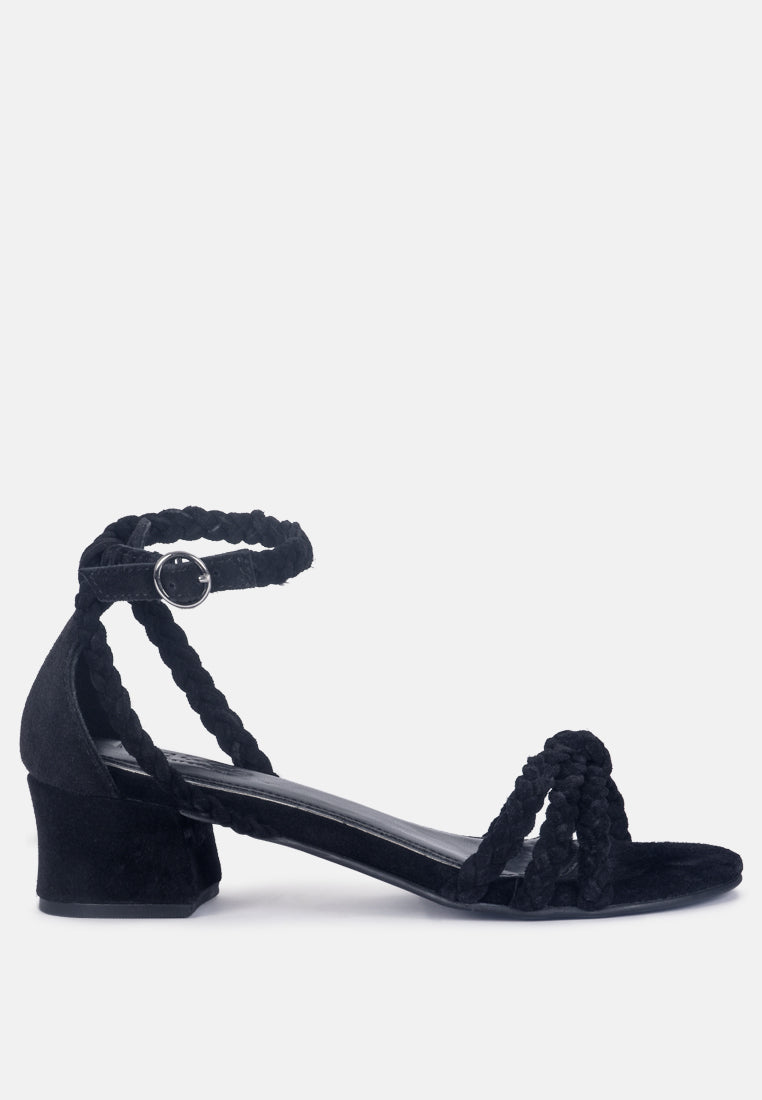 Nicola Braided Leather Block Heel Sandal
