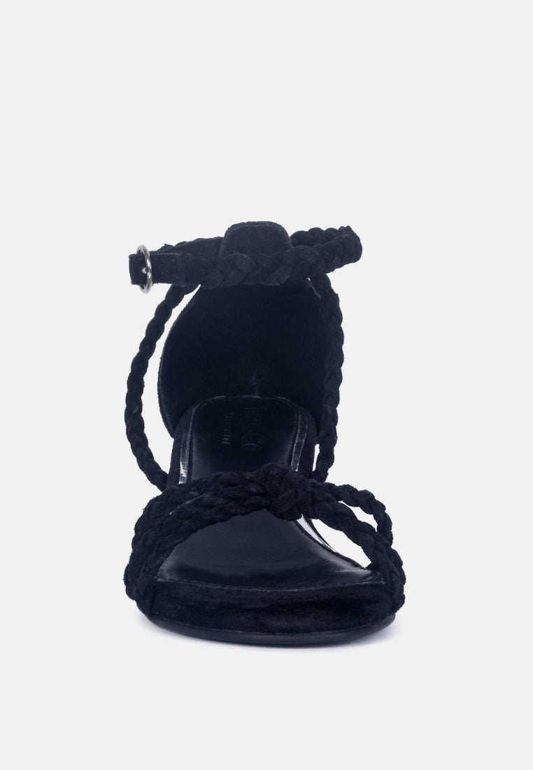 Nicola Braided Leather Block Heel Sandal