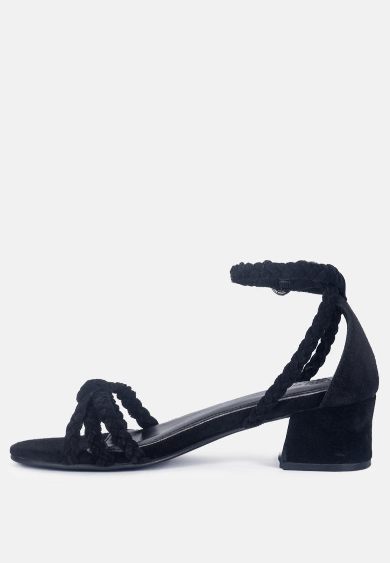 Nicola Braided Leather Block Heel Sandal