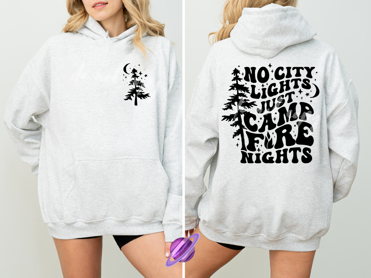 NO CITY LIGHTS 1 - FRONT & SLEEVE DESIGN HOODIE