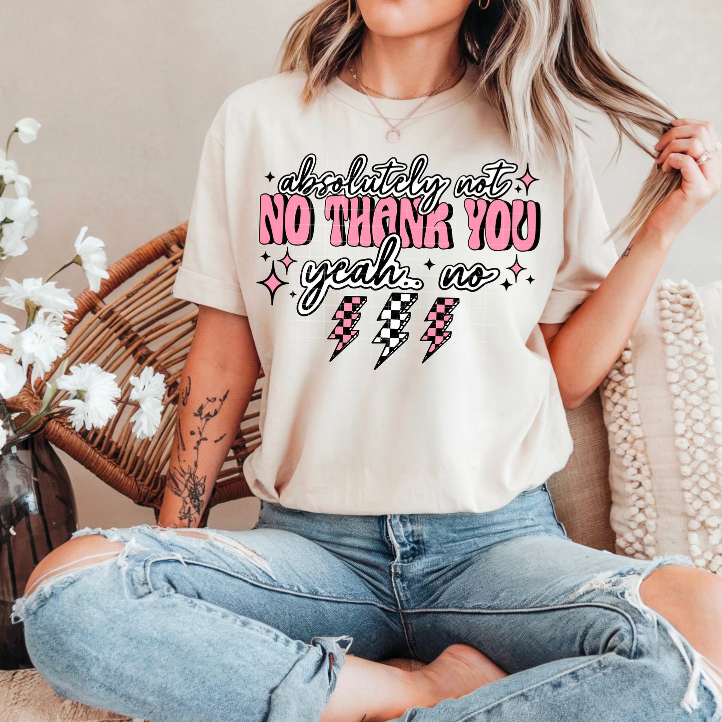 NO THANK YOU PINK TEE