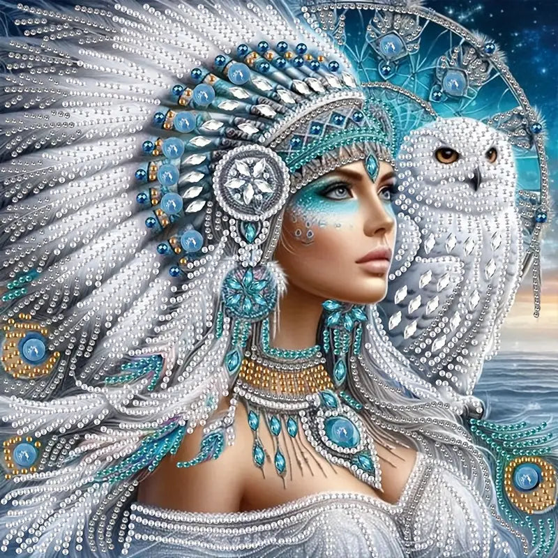 Partial Diamond Art Native American