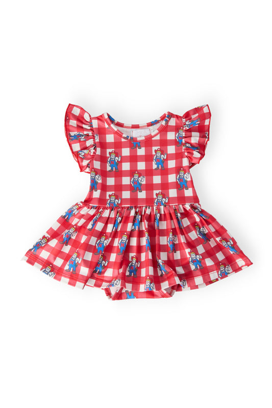 Nebraska Plaid Herbie Husker Flutter Twirl Bodysuit