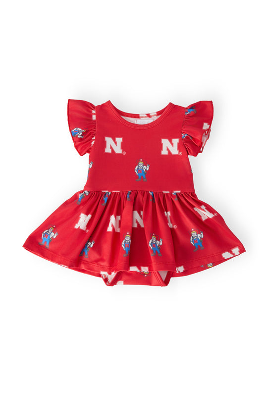 Nebraska Red Herbie Husker Flutter Twirl Bodysuit
