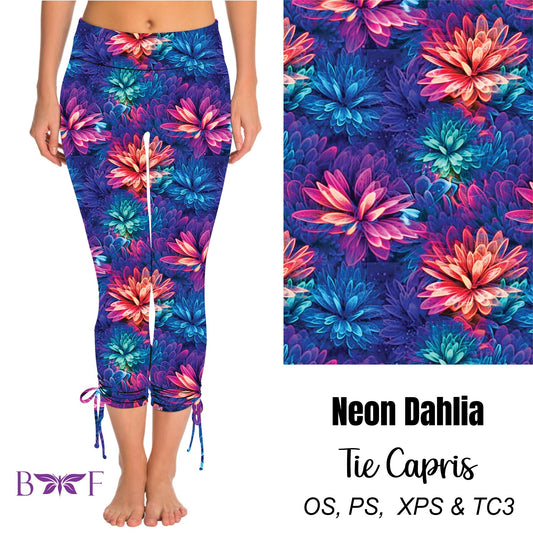 Neon Dahlia capris and Biker Shorts