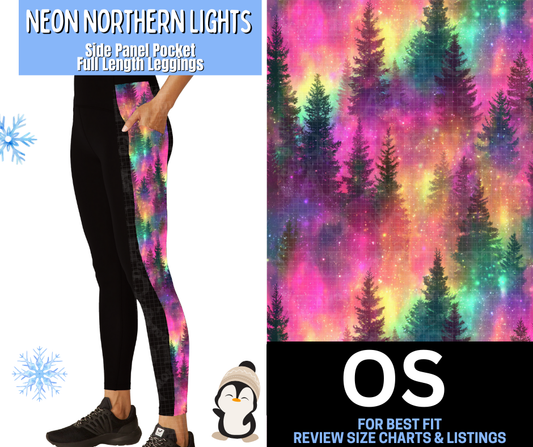 Neon Northern Lights Side Panel Pocket Full Length Leggings