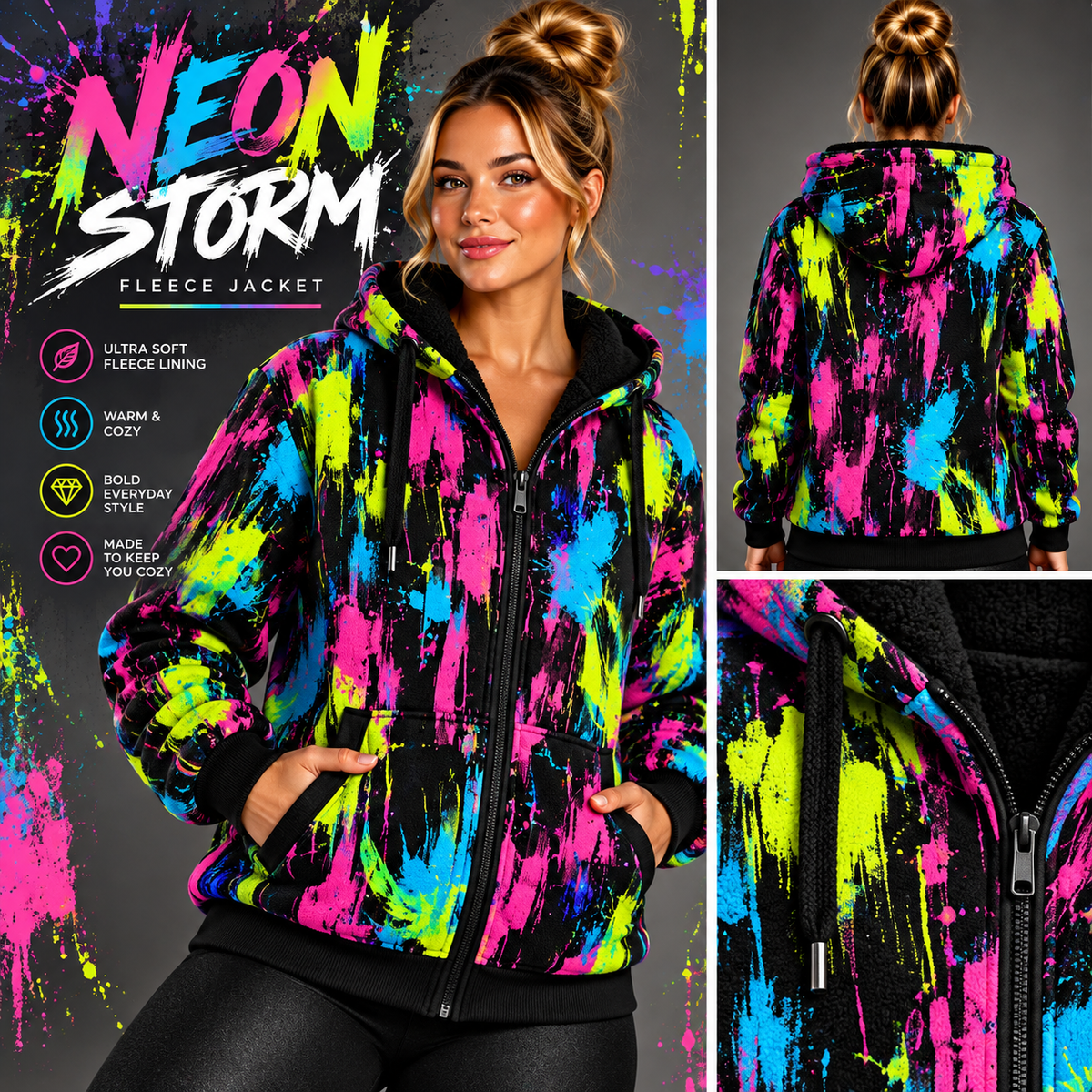 Neon Storm-FLEECE LINED HOODED JACKET-PREORDER CLOSING 11/9, ETA LATE JAN.