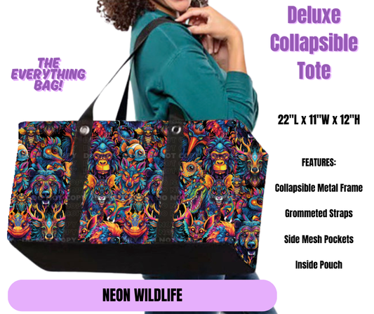 Preorder! Closes 5/19. ETA August. Neon Wildlife Collapsible Tote