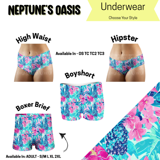 Preorder! Closes 5/14. ETA August. Neptune's Oasis Hipster, High Waist, & Boyshort Underwear & Boxer Briefs
