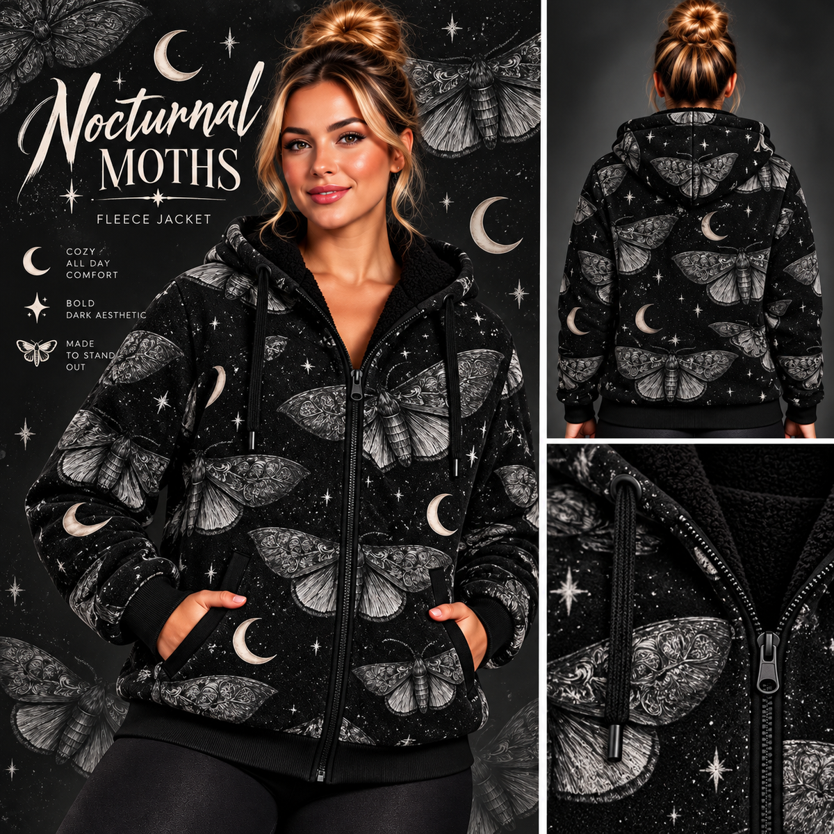 Nocturnal Moths-FLEECE LINED HOODED JACKET-PREORDER CLOSING 11/9, ETA LATE JAN.
