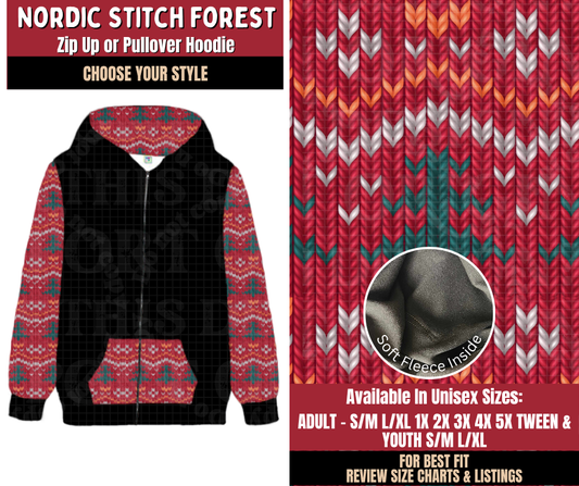 Preorder! Closes 9/7. ETA Dec. Nordic Stitch Forest Zip-Up or Pullover Hoodie
