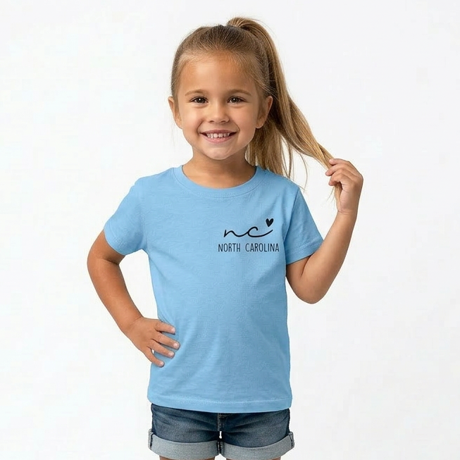 North Carolina Heart Line Youth & Toddler Graphic Tshirt