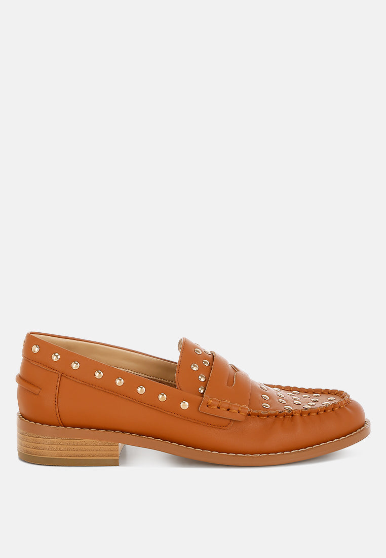 Oglavia Studs Embellished Leather Loafers