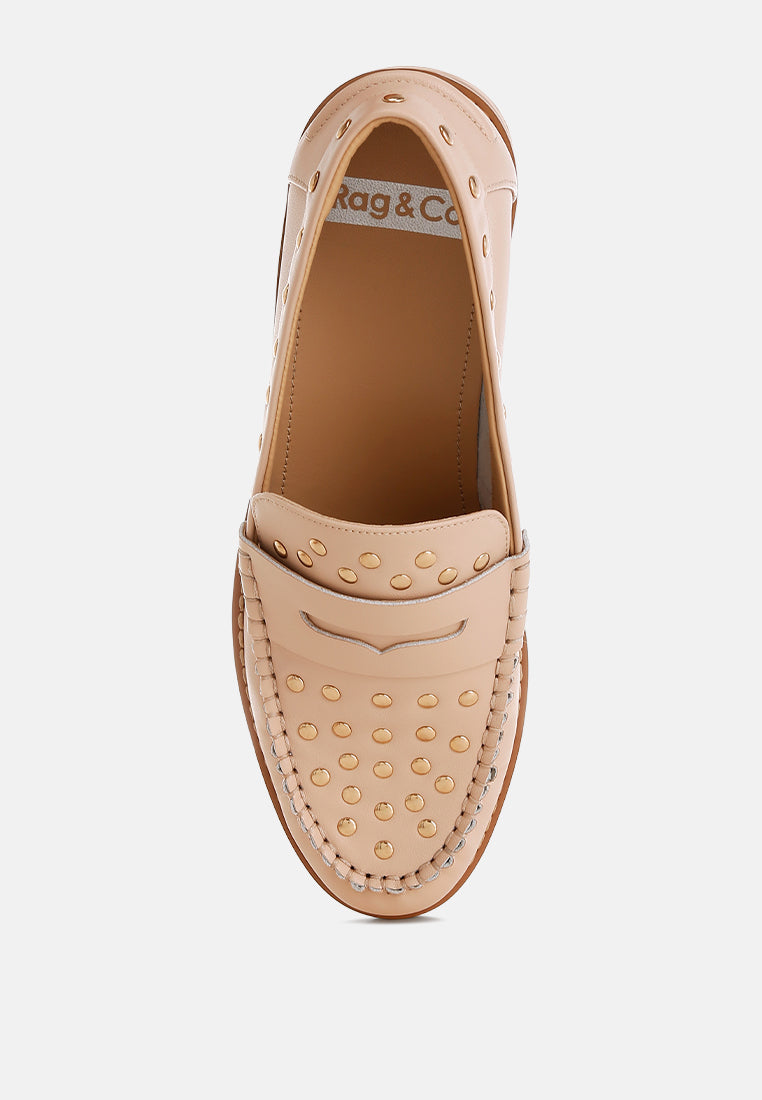 Oglavia Studs Embellished Leather Loafers