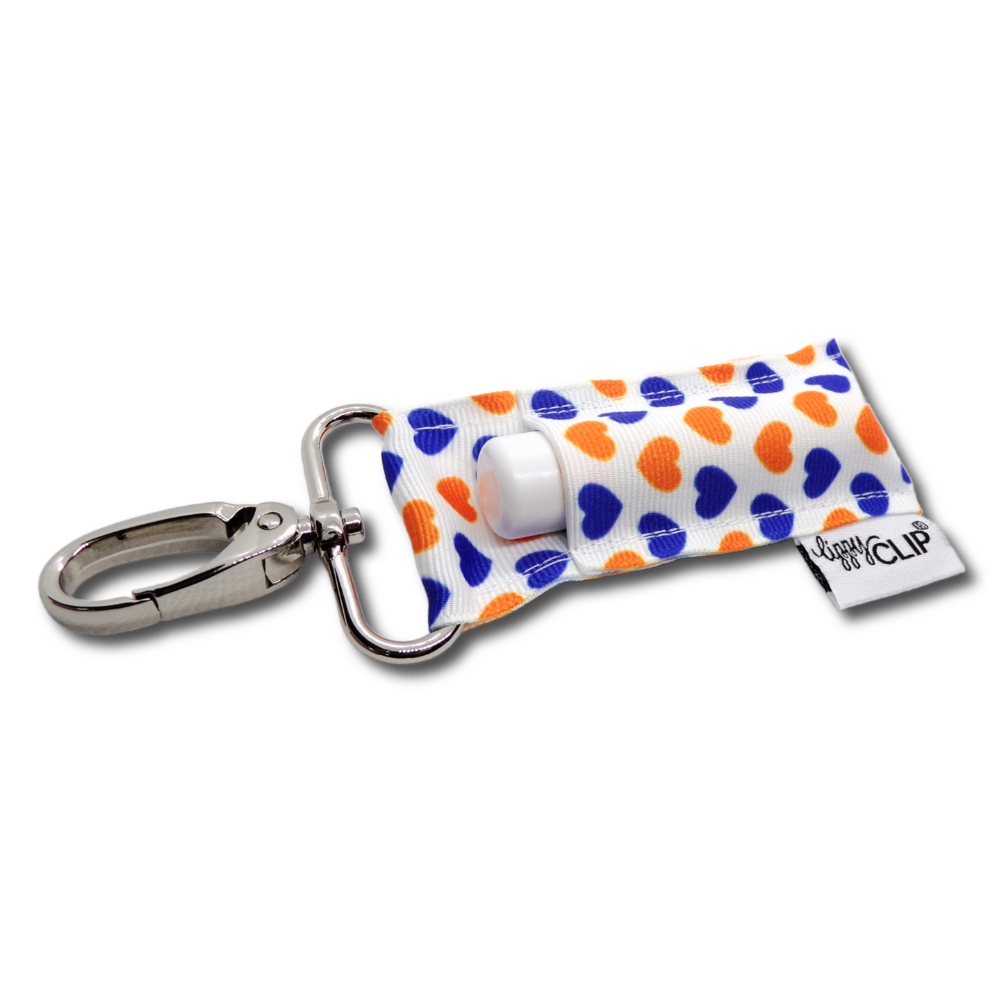 Orange and Blue Hearts LippyClip® Lip Balm Holder