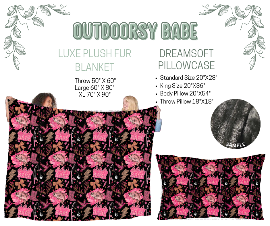 Preorder! Closes 10/9. ETA Dec. Outdoorsy Babe Luxe Plush Fur Blanket and/or DreamSoft Pillowcase