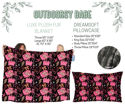 Preorder! Closes 10/9. ETA Dec. Outdoorsy Babe Luxe Plush Fur Blanket and/or DreamSoft Pillowcase