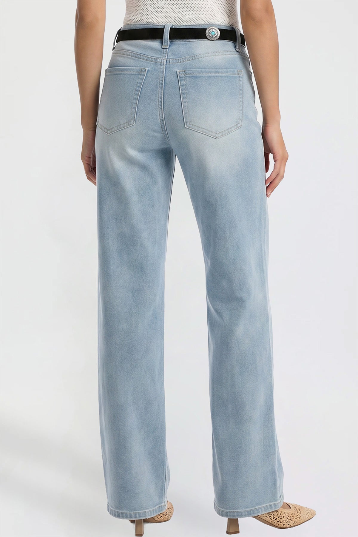 Women's Britney Belted Wide Leg Jeans