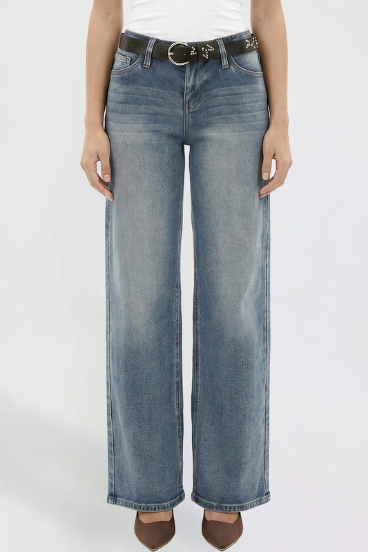 Women's Britney Belted Wide Leg Jeans