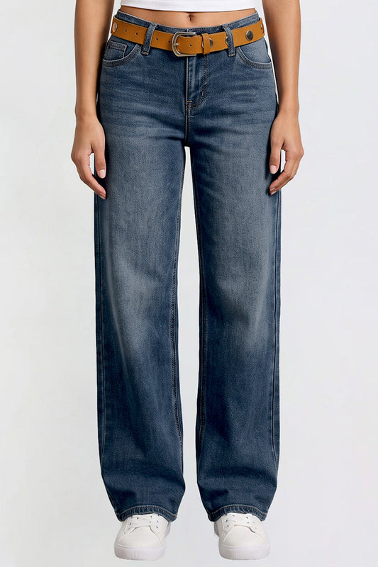 Women's Britney Belted Wide Leg Jeans