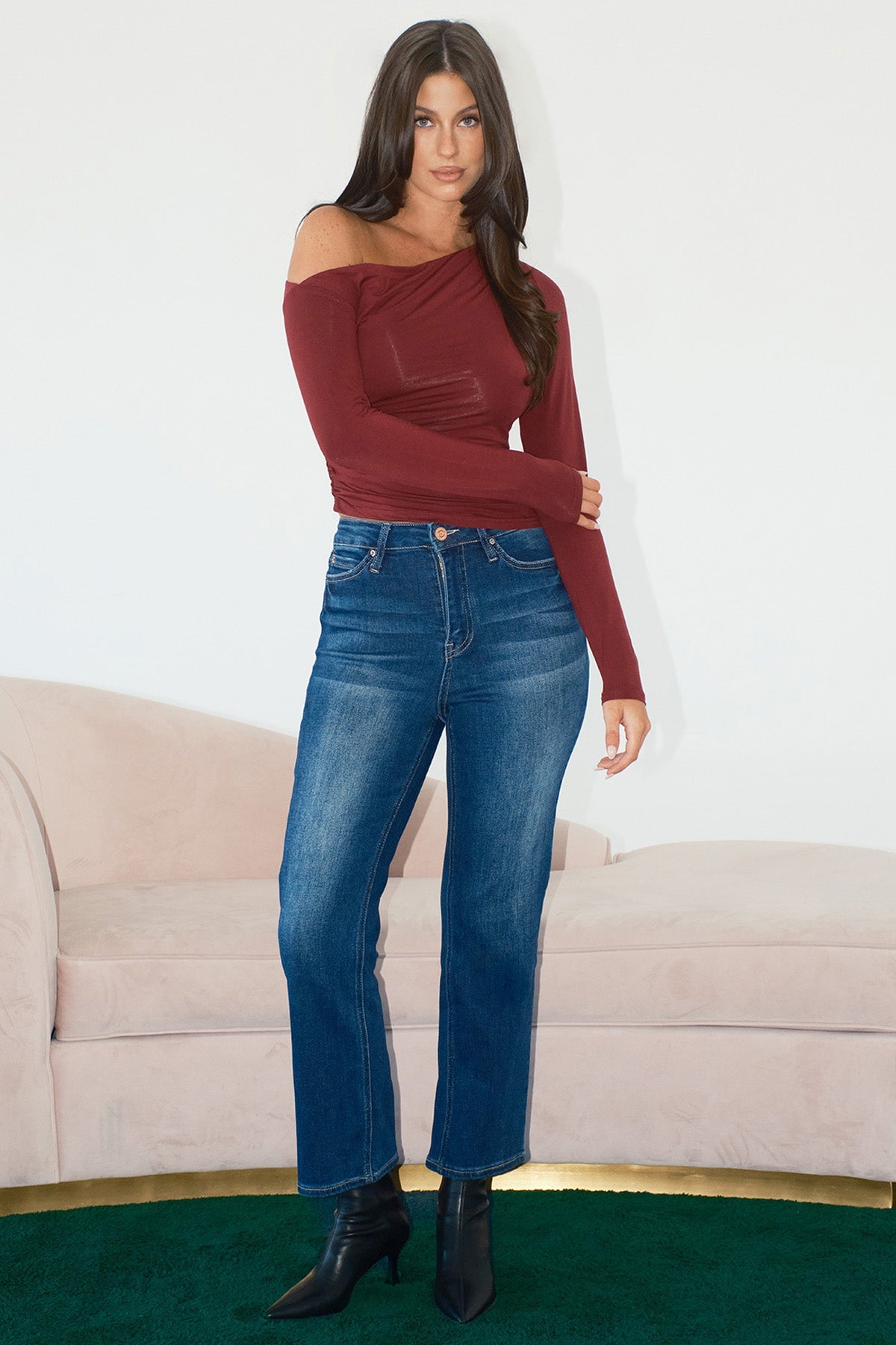 Women's Luxe High Rise Vintage Stretch Straight  Jeans