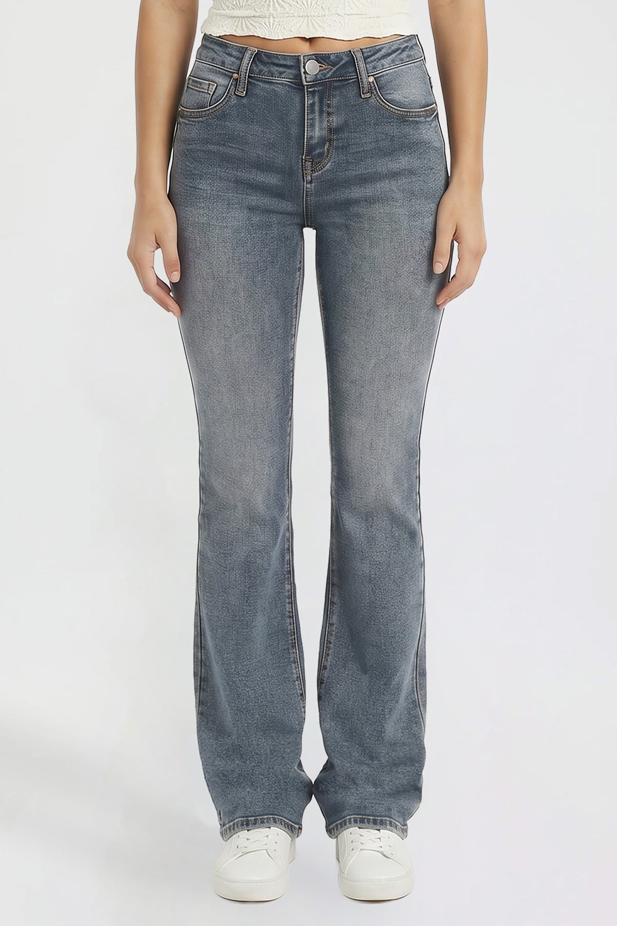 Women's Bootcut Jeans with Cross Hatch Detail