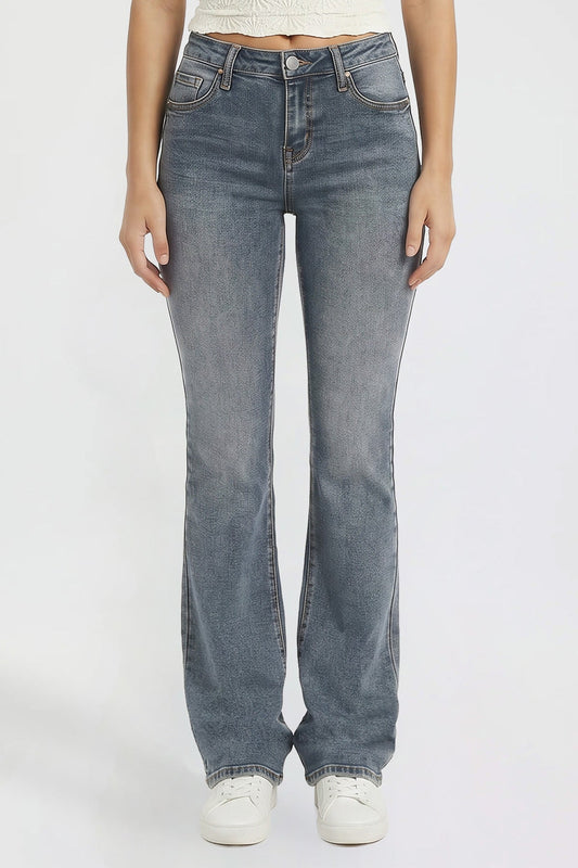Women's Bootcut Jeans with Cross Hatch Detail