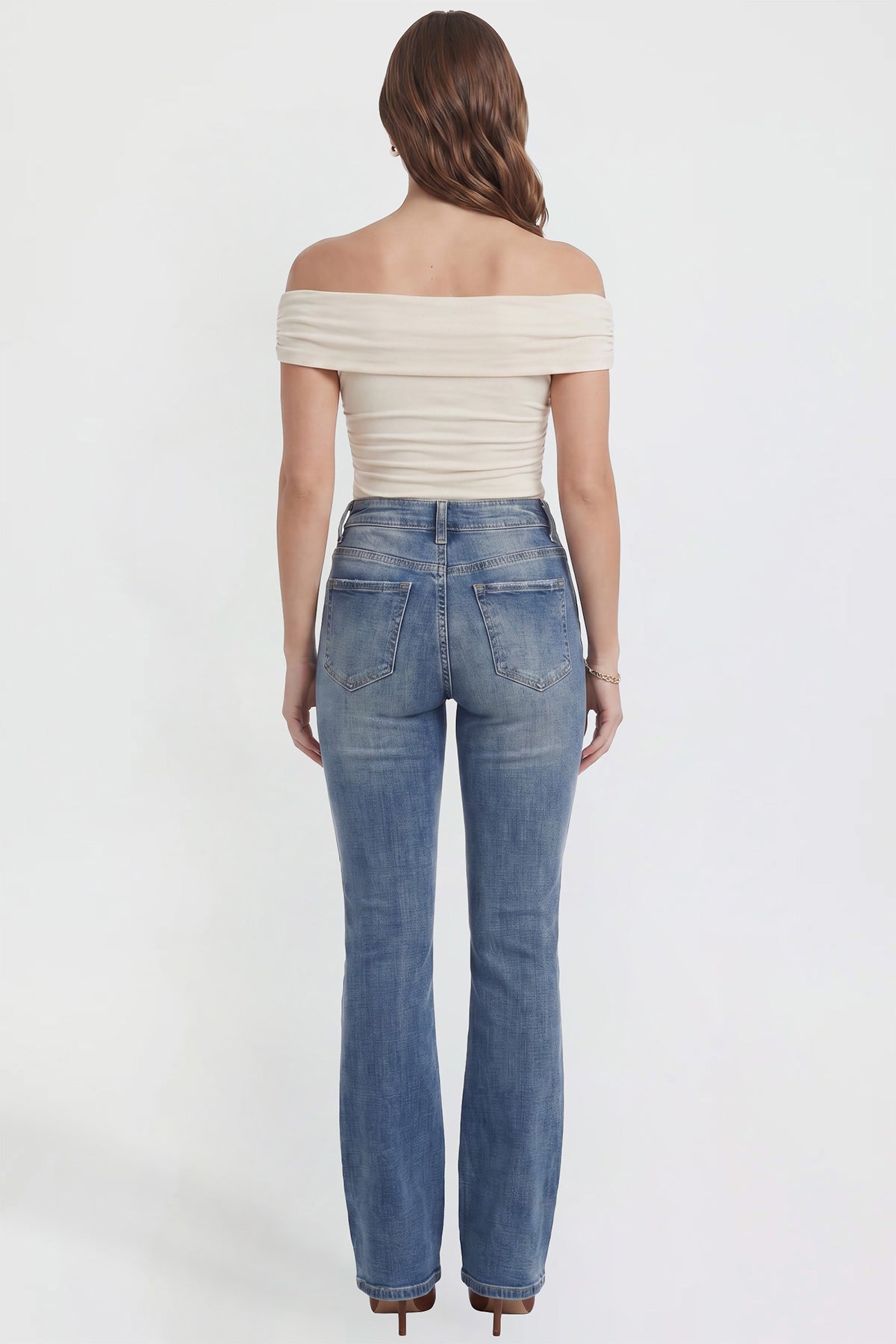Women's Bootcut Jeans with Cross Hatch Detail