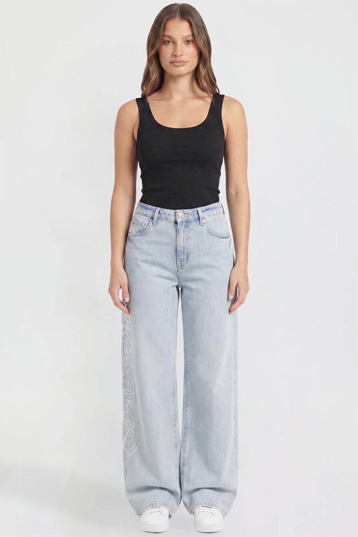 Women's Joey Super Wide Leg Jeans with Love Patch