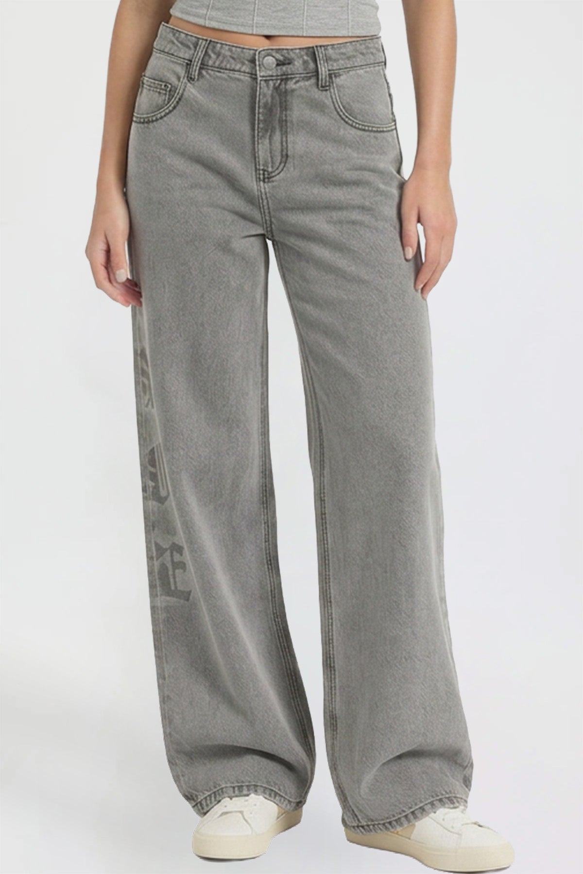 Women's Relaxed Super Wide Love Print Jeans