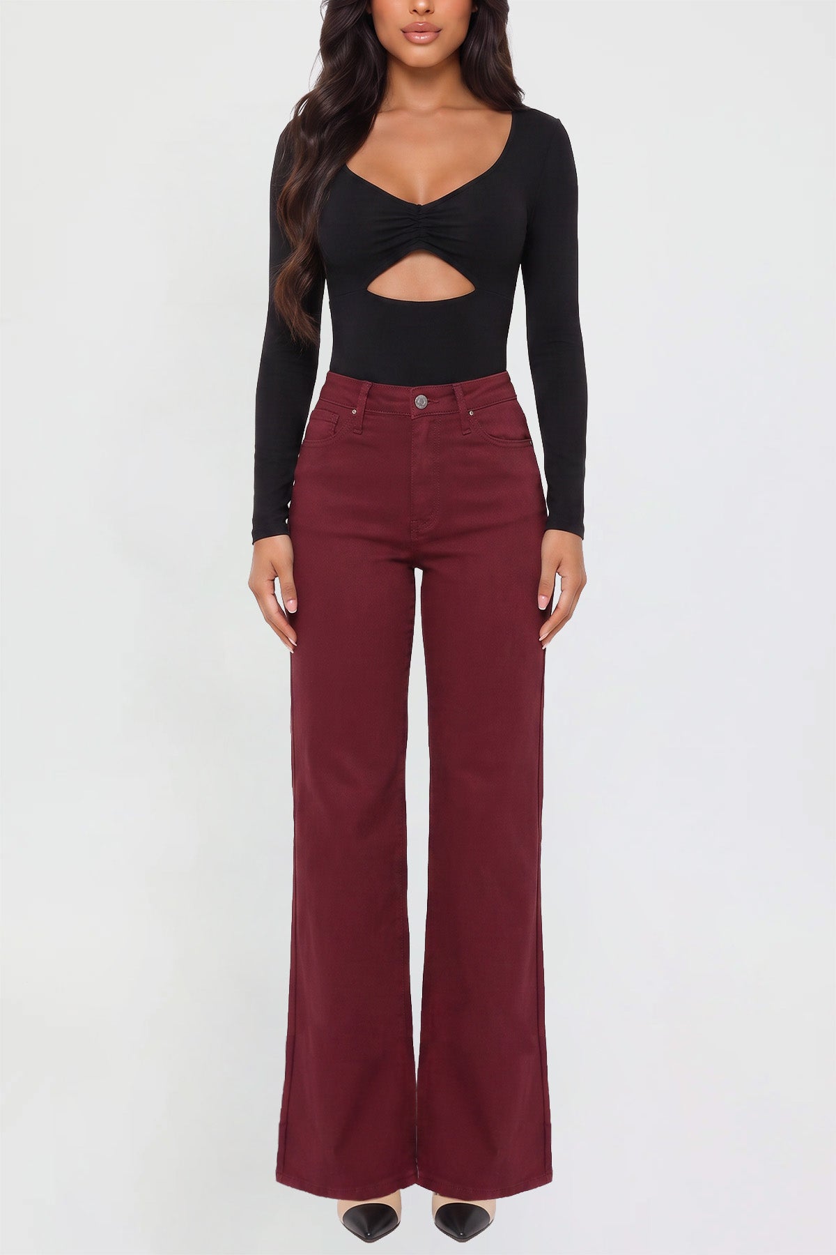 Women's Hyperstretch Wide Leg Pants, Dark Wine