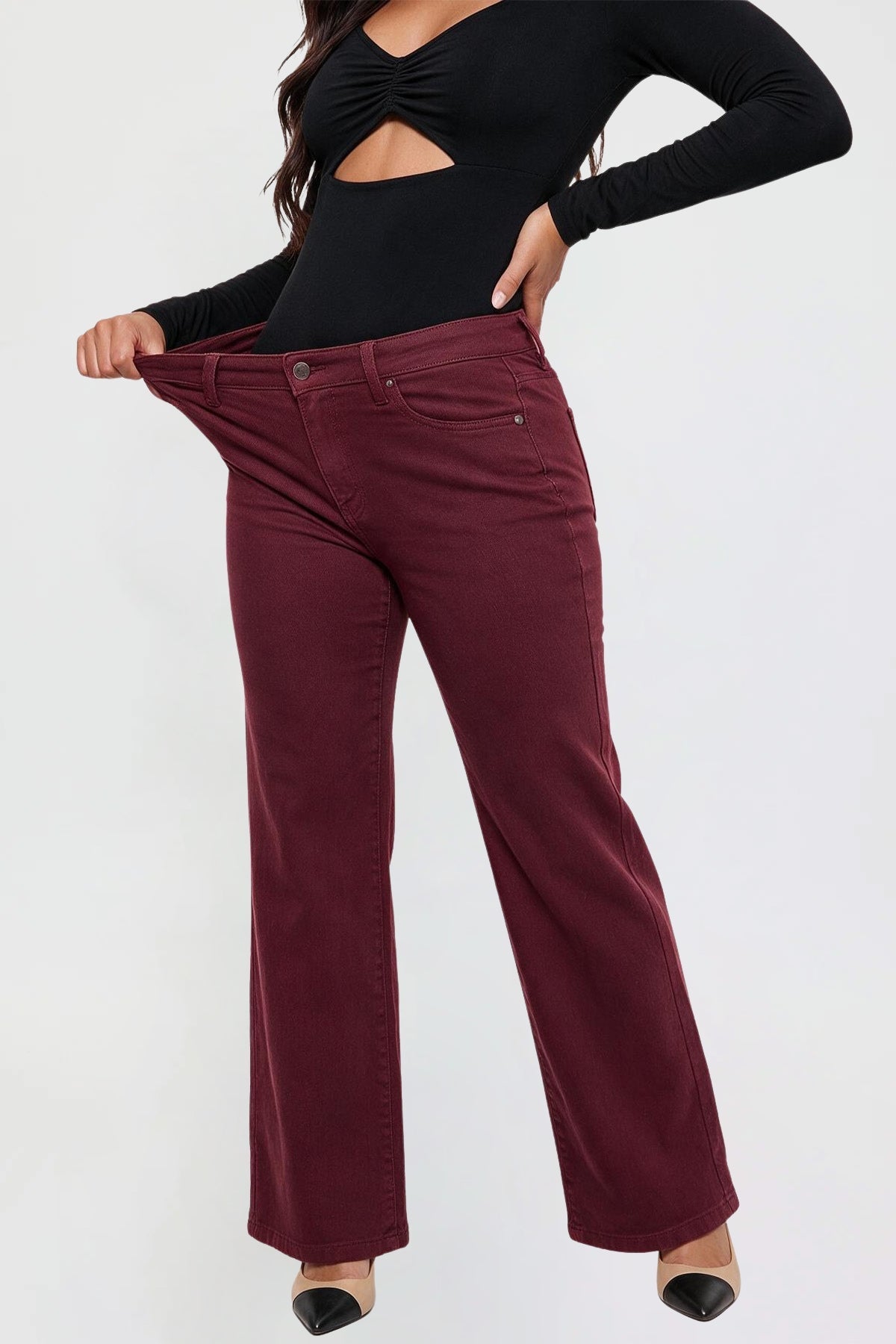 Women's Hyperstretch Wide Leg Pants, Dark Wine