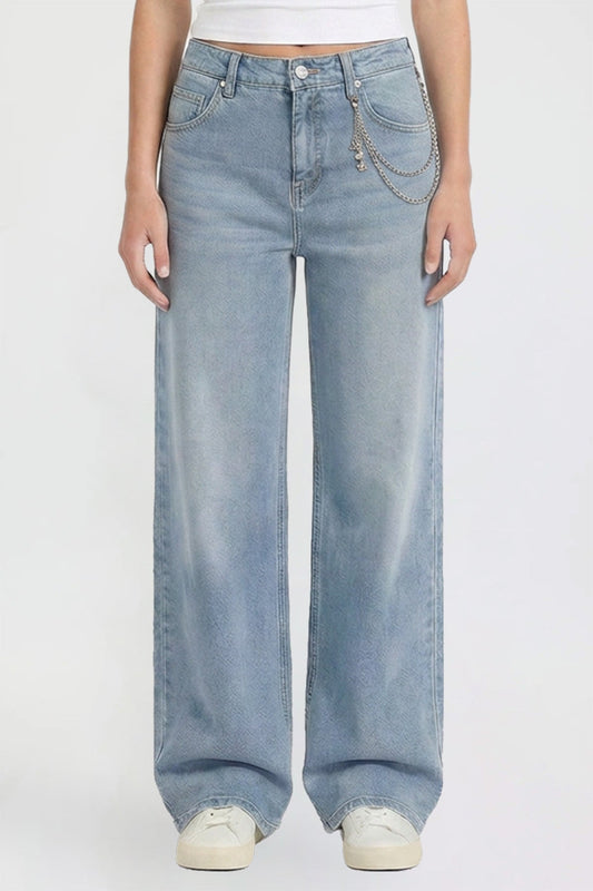 Women's Joey Super Wide Leg Jeans with Butterfly Chain
