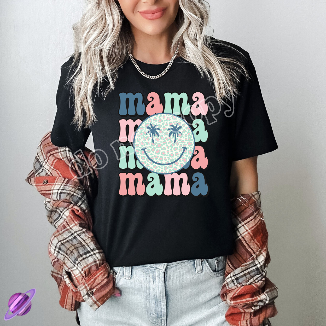 MAMA PALM TREE SMILEY TEE