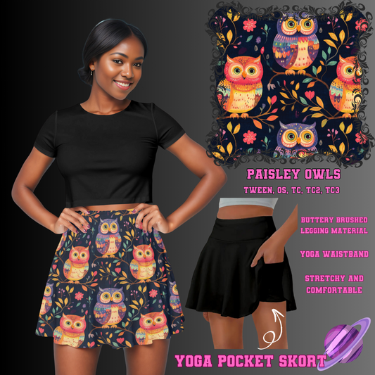 PAISLEY OWLS-SKORT RUN 3-PREORDER CLOSING 6/15