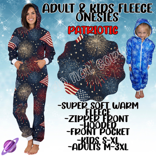 PATRIOTIC - ADULT & KIDS FLEECE ONESIES CLOSING 9/28