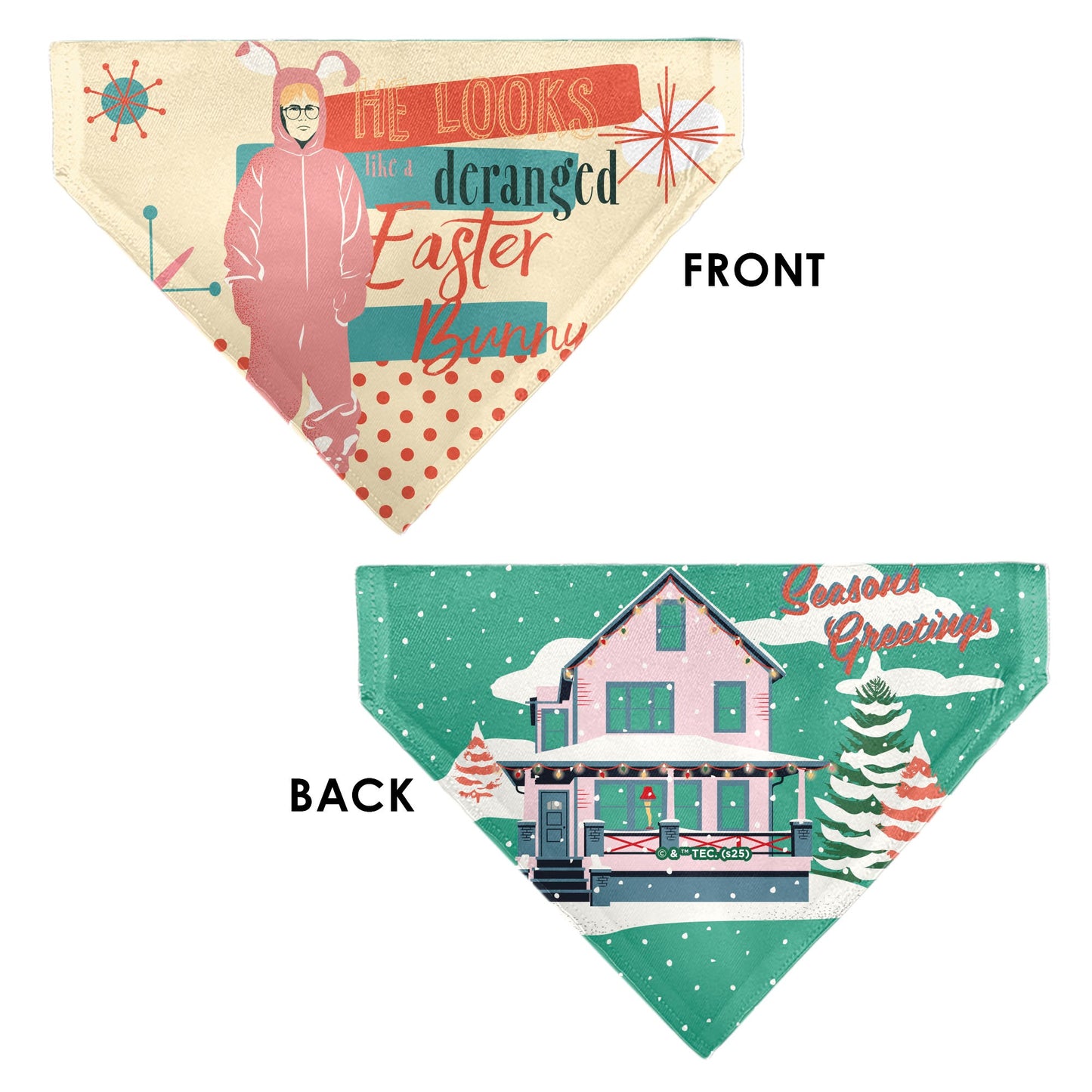 Pet Bandana - A Christmas Story Easter Bunny Ralphie Pose and House Pastels