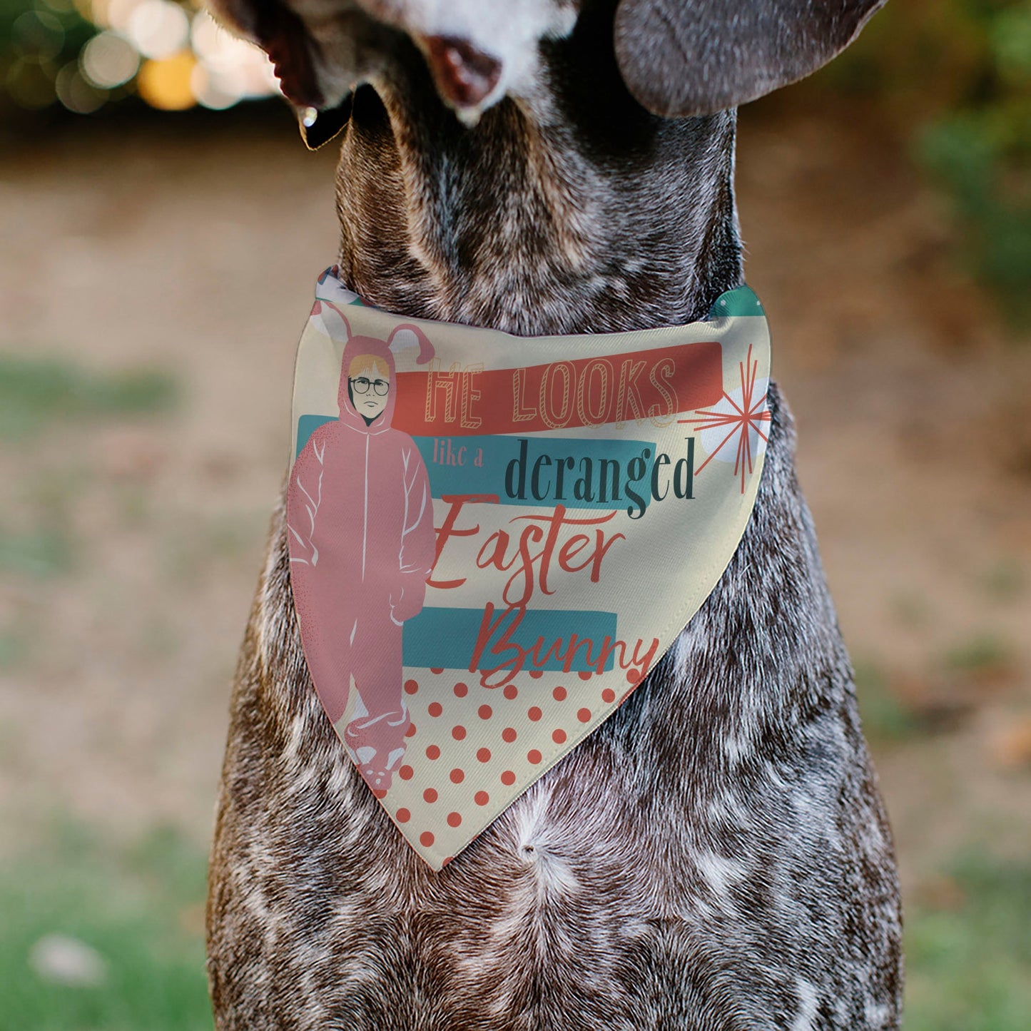 Pet Bandana - A Christmas Story Easter Bunny Ralphie Pose and House Pastels