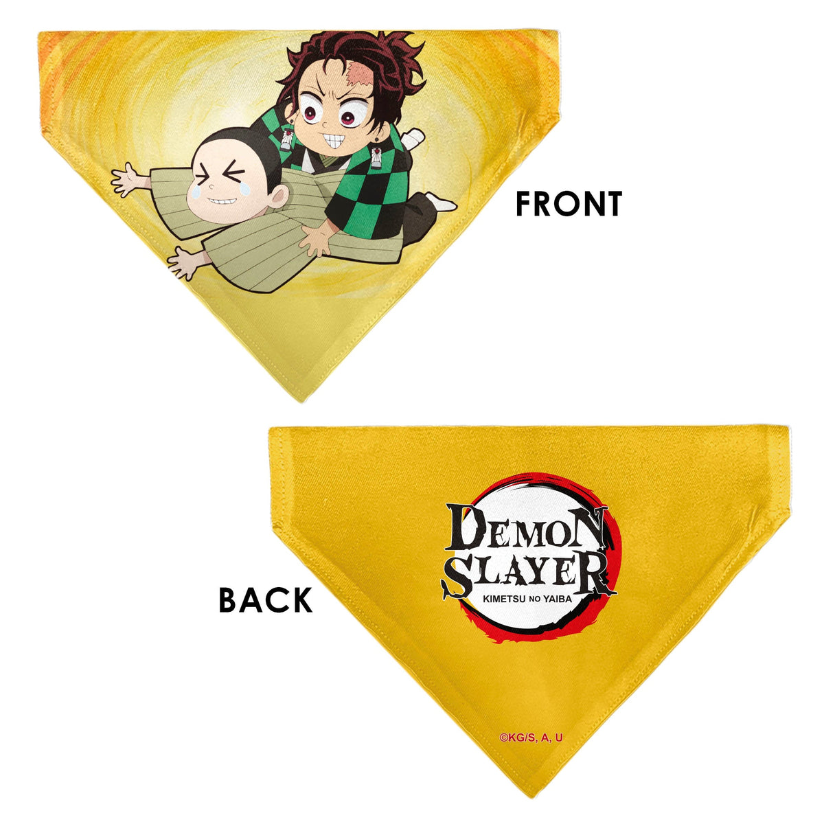 Pet Bandana - Demon Slayer Chibi Tanjiro and Shoichi Wrestling Pose Yellows