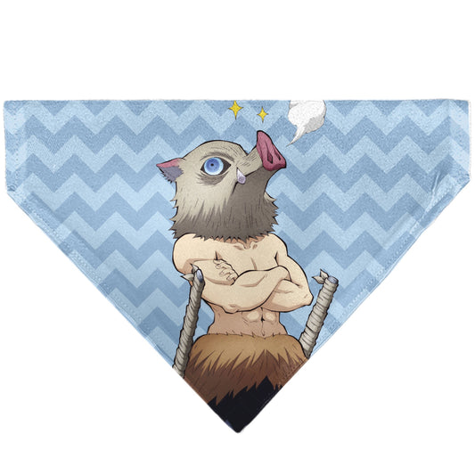 Pet Bandana - Demon Slayer Inosuke Hashibira Beast Breath Pose Chevron Blues