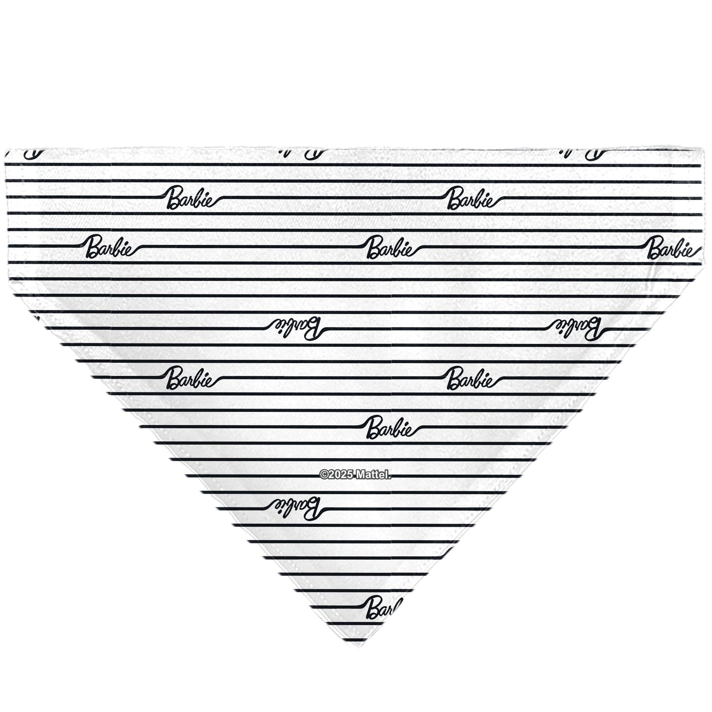 Pet Bandana - BARBIE Script Stripe White/Black